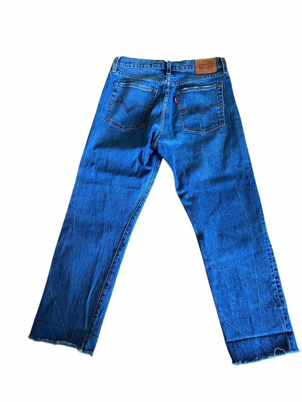 Levi’s Distressed High Rise Straight Leg Jeans Blue